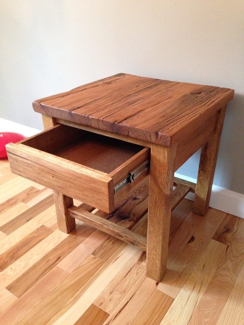 Hand Crafted Reclaimed Barnwood Side Table by Feicht & Co