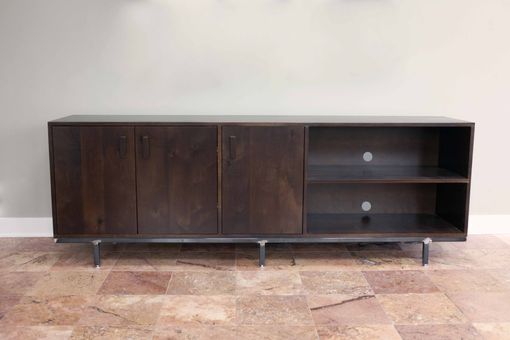 Custom Made Solid American Walnut And Steel Credenza