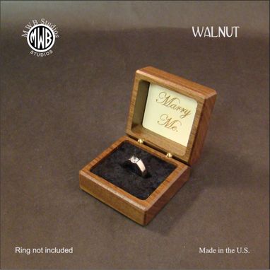 Custom Made Ring Box, Rainbow Heart In Walnut.   Rb-141