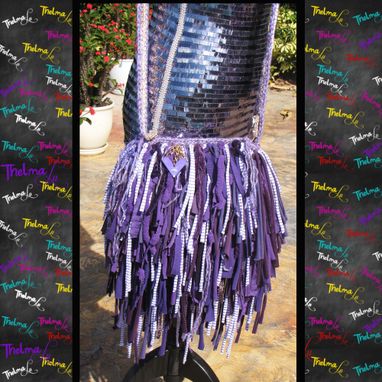 Custom Made Purple And White Handbag,Striped Fringe Purse,Fringe Handbag,Hippie,Boho,Funky,Tote,Purse,Handbag