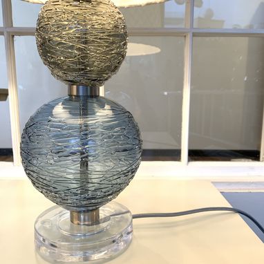 Custom Made Stella Stacked Blown Glass Contemporary Table Lamp