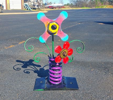 Custom Made Metal Outdoor Sculpture Scrap Metal Flower Garden Decor, Outdoor Decor