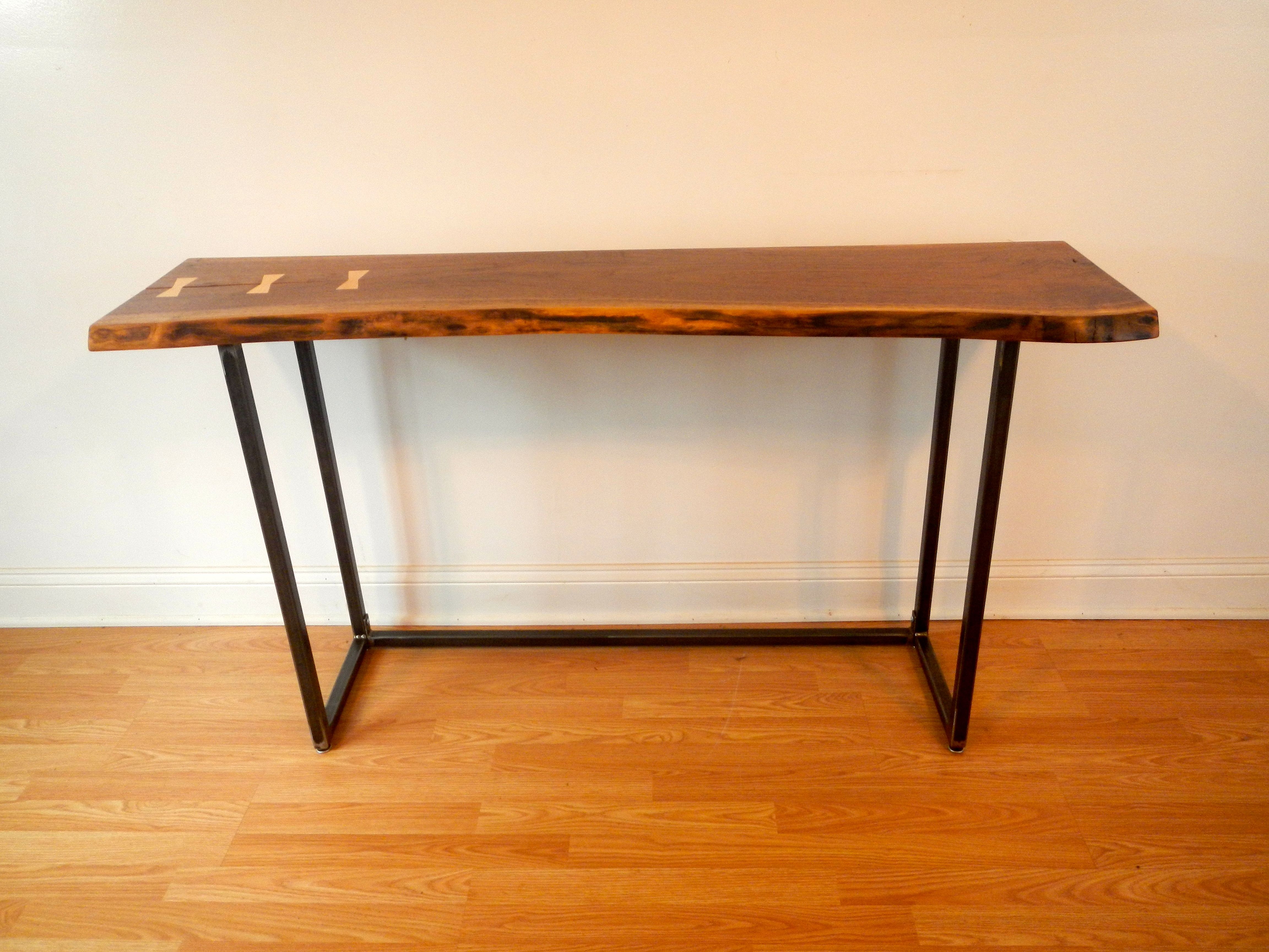 Live Edge Console Table, Walnut Entryway Table, With Metal Legs