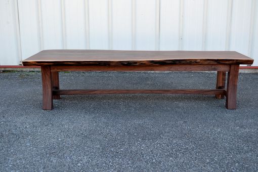 Custom Made Walnut Bench With Curvy Legged Base