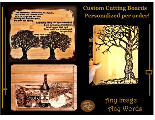 Custom Made Cutting Board, Custom, Charcuterie Board, Personalized, Bamboo, Ash, Any Image, Any Words