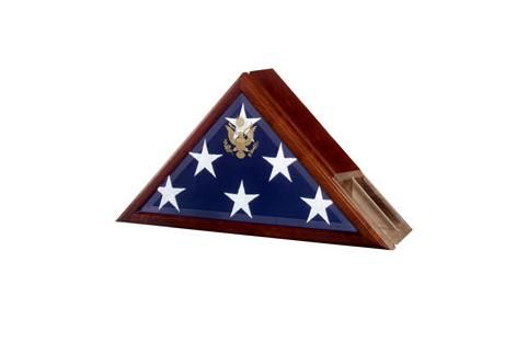Custom Made Funeral Flag Case, Flag And Urn Built In