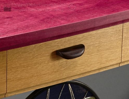 Custom Made Neapolitan Sofa Table With Purpleheart, Oak, And Wenge
