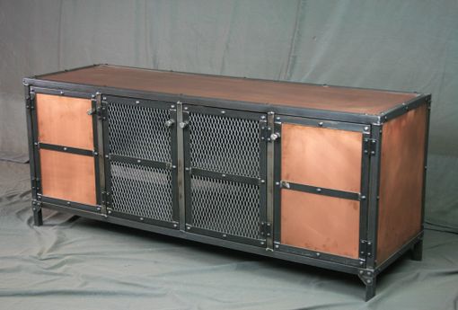 Custom Made Industrial Copper Sideboard, Buffet, Media Console - Vintage Entertainment Center. Tv Stand