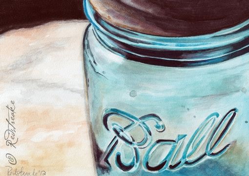 Custom Made Custom Ball Jar Illustration - Watercolor On Aquabord