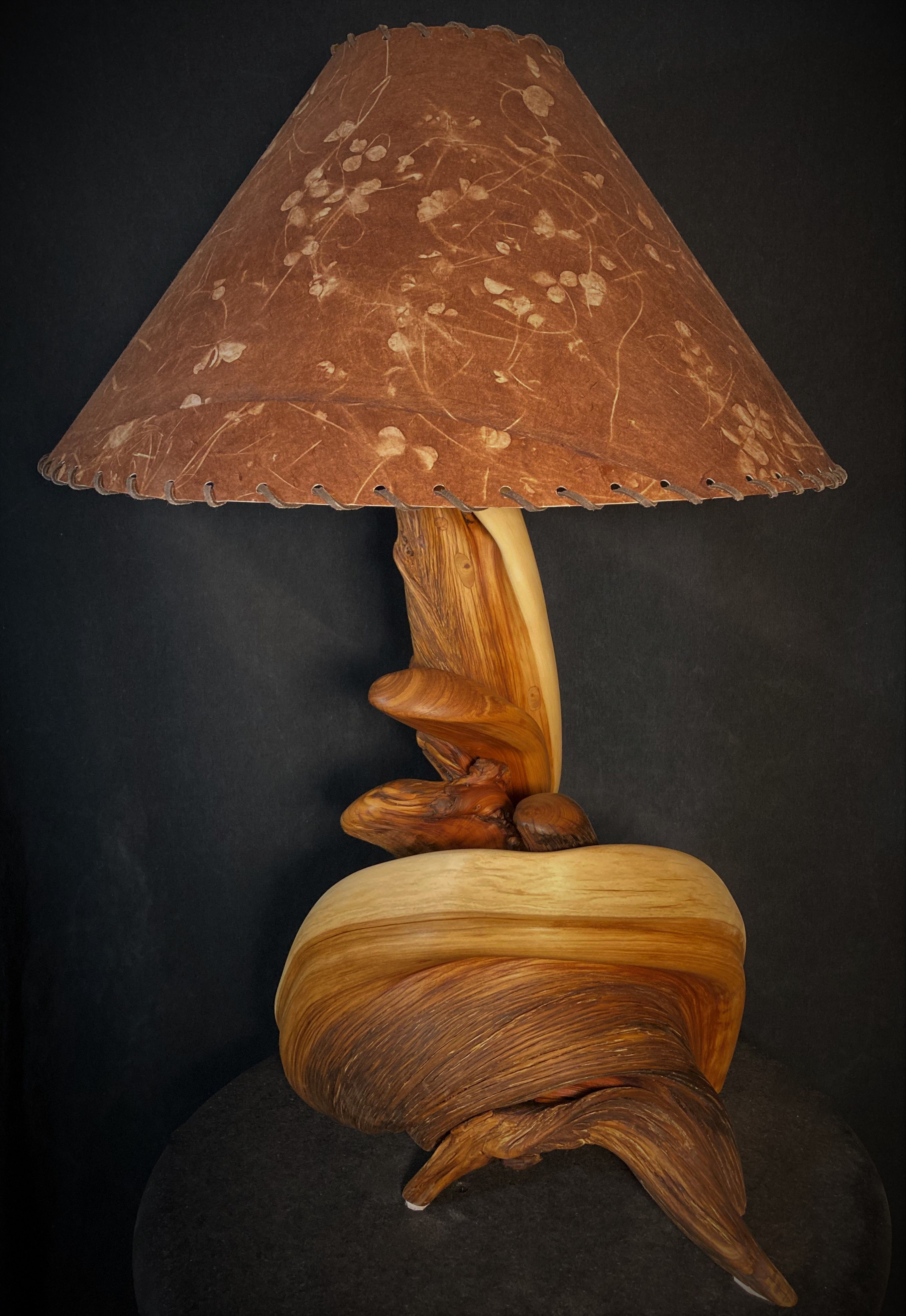 Hand Crafted Free Standing Rustic Twisted Juniper Table Lamp by Rocky