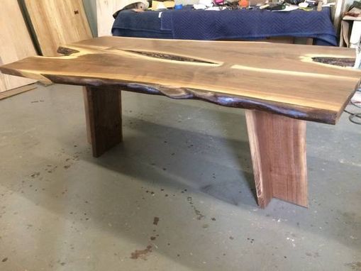 Custom Made Live Edge Local Black Walnut Table With Some Bark And Interesting Shaping