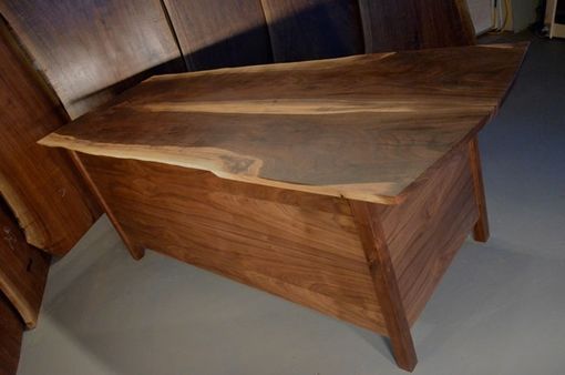Custom Made 7' Walnut Book Matched Slab Desk With 3 Vertical Drawers