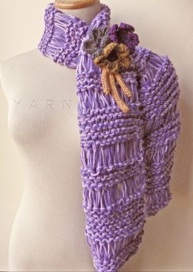 Custom Made The Winterberry Scarf And Brooch In Plum Purple / On Sale Now