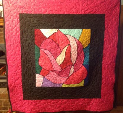 Custom Made Custom Stained Glass Rose Quilt!