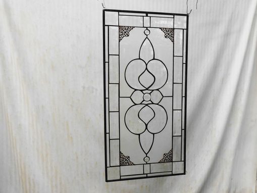 Custom Made Beveled Stained Glass Panel, Traditional Crystal / Frosted Stained Glass Transom Window