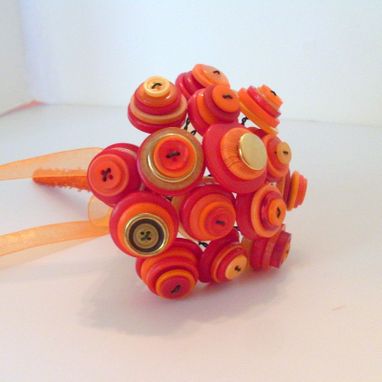Custom Made Orange Buttons Bridal Toss Bouquet In Set Of Three
