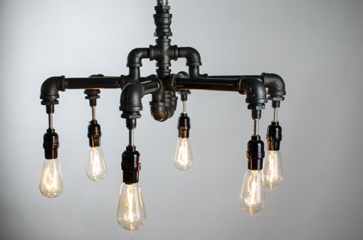 Custom Made 6 Edison Bulbs Industrial Lighting Chandelier