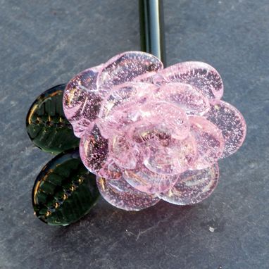 Custom Made Glass Rose Long Stemmed Flower Forever Untamed Rose Light Purple