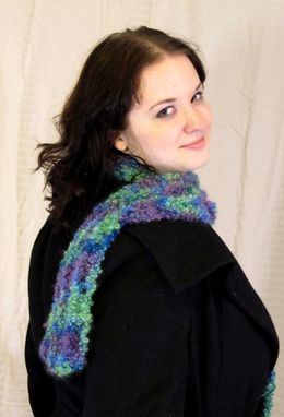 Custom Made Scarf, Curly Mohair, Jewel Tones, Crochet