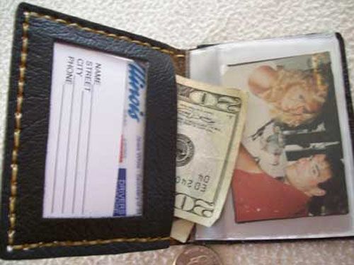 Custom Made Custom Leather Id Wallet With Sheridan Design In Weathered Color