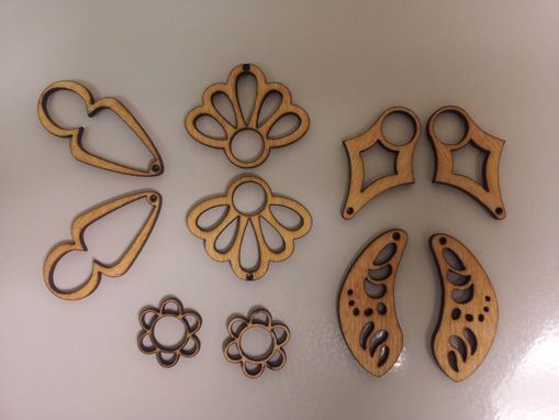 Custom Made Laser Cut And Etched Wooden Earrings