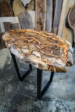 Custom Made Fractal River Console Table - Live Edge - Epoxy River - Fractal Burning - River Table