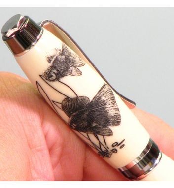 Custom Made Goldfish Engraved Hand Turned Pen