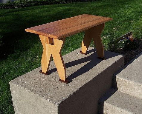 Custom Made Red Oak Benches With Walnut Feet