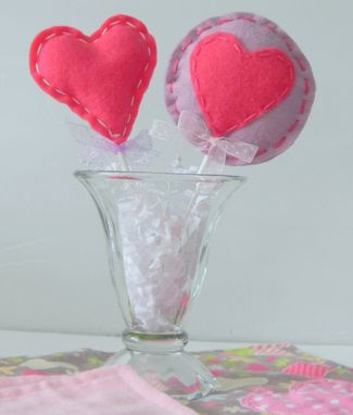 Custom Made Valentine's Day Felt Lollipops In Different Colors