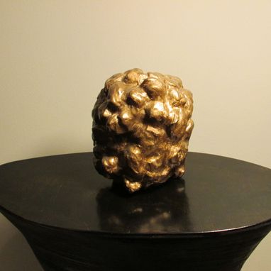 Custom Made The Golden Brain Abstract Ceramic Sculpture With Bronze Finish