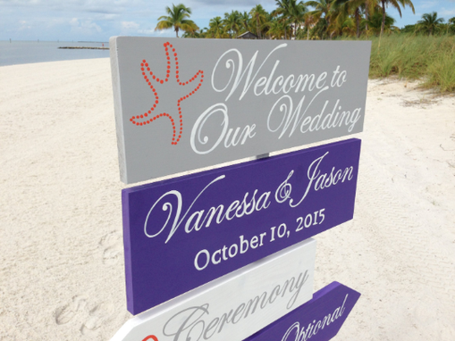 Custom Made Welcome Wedding Directional Sign, Beach Ceremony Silver Decorative Sign