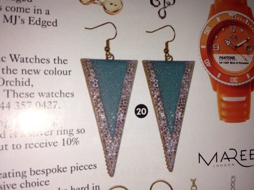 Custom Made Swarovski Triangle Dangle Earrings In 14k Gold Plate
