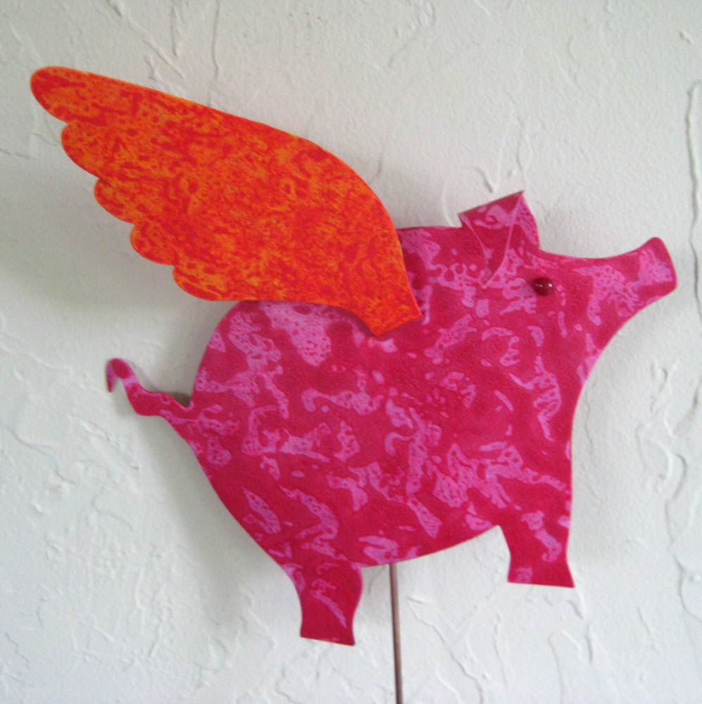 Buy a Hand Crafted Metal Garden Art When Pigs Fly Garden Decor