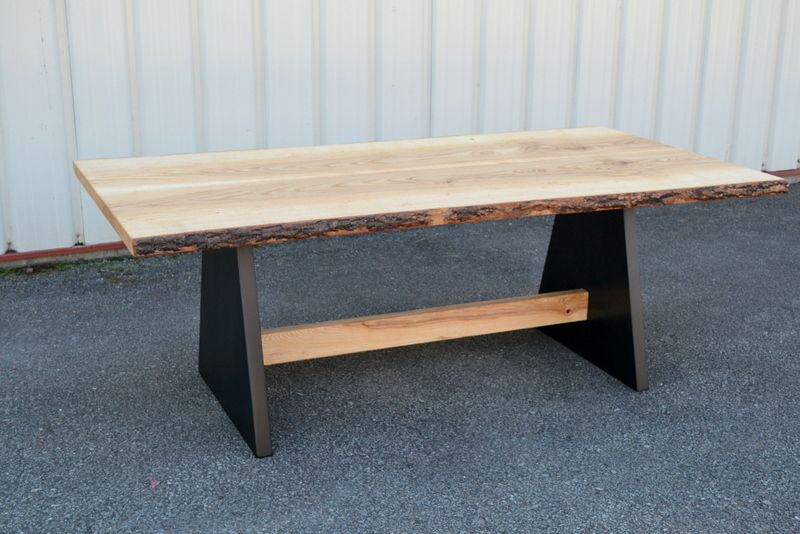 Buy Hand Crafted Live Edge Ash Table With Modern Style Base, made to ...