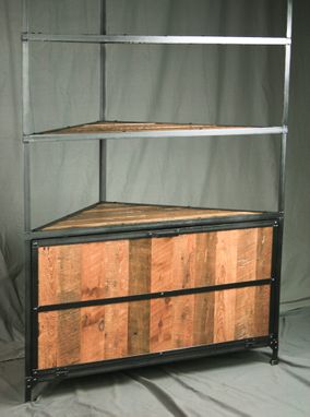 Custom Made Industrial Corner Hutch. Wood & Steel Laundry Unit. Storage Cabinet. Curio Cabinet. Handmade.