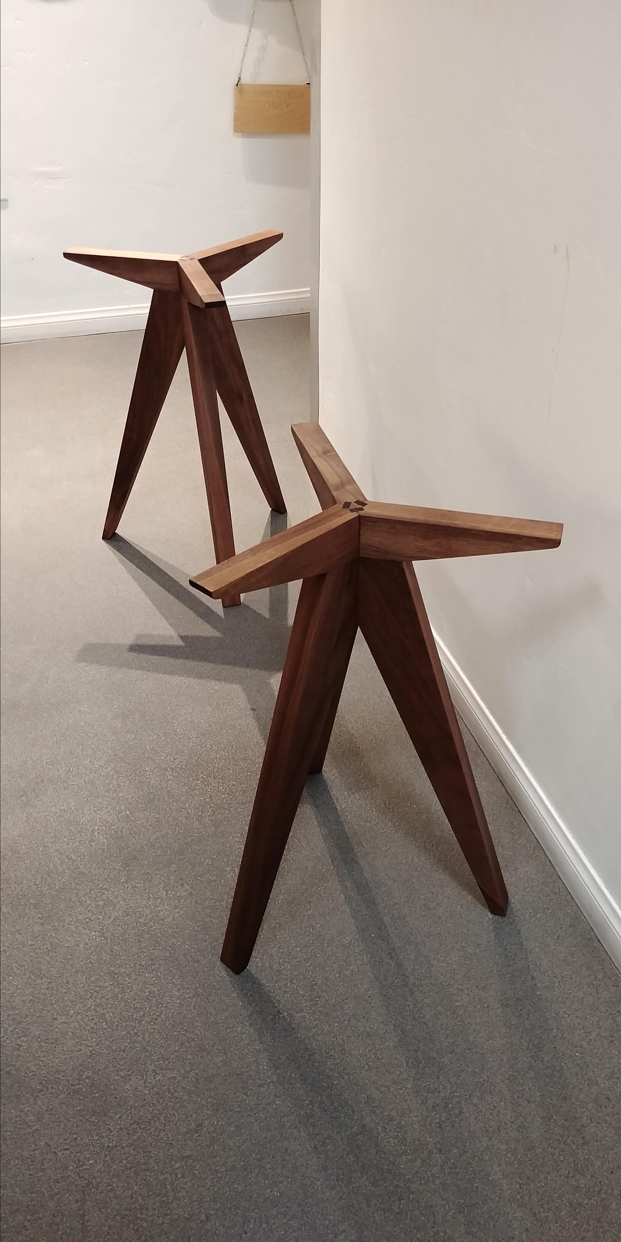 Custom "Tricky Tripods" 84 X 30 Inch Glass Top Desk by Jonathan Walkey