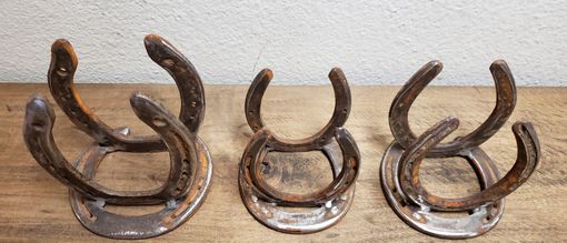 Custom Made Forged Steel Hand Crafted Horse Shoe Wine Racks Set Of 3