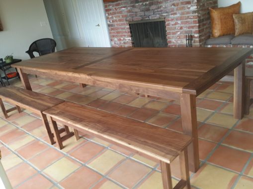 Custom Made Dinning Table And 4 Benches In Walnut