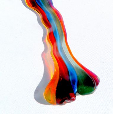 Custom Made Free Form Hand-Blown Glass Suncatcher In Rainbow Colors