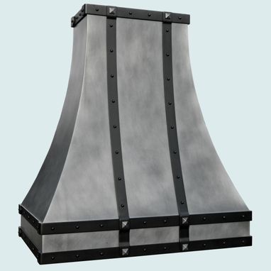 Custom Made Zinc Range Hood With Black Steel Straps
