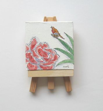 Custom Made Miniature Acrylic Bird Painting On A Mini Canvas, Original Minature Painting