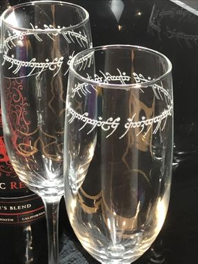 Custom Made Elvish Glasses | Rings Themed Wedding | Wedding Flute Glasses | Champagne Glasses