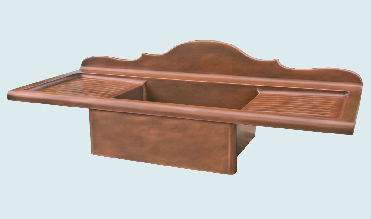 Hand Crafted Copper Sink With French Backsplash & Drainboards By 