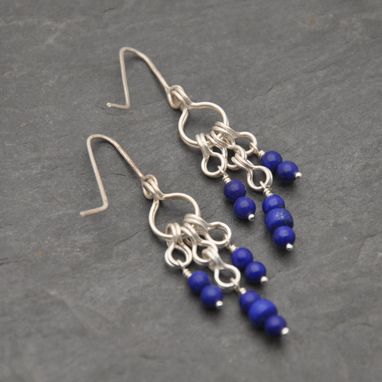 Custom Made Classical Loop In Loop Earrings With Lapis Lazuli