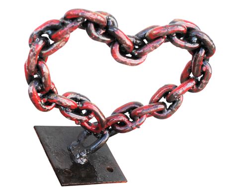 Custom Made Metal Red Chain Heart, Valentines Day Gift Ideas, For Her, She Cave