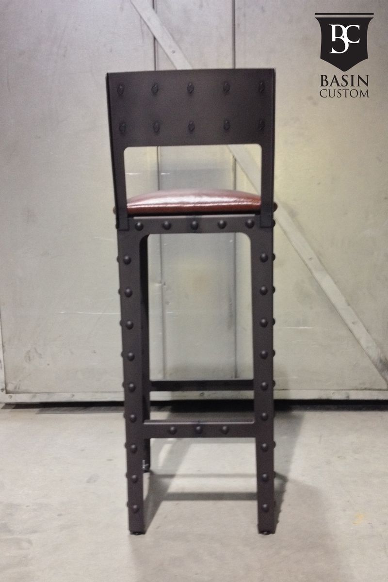 Hand Made Custom 30" Industrial Bar Stools With Back by Basin Custom
