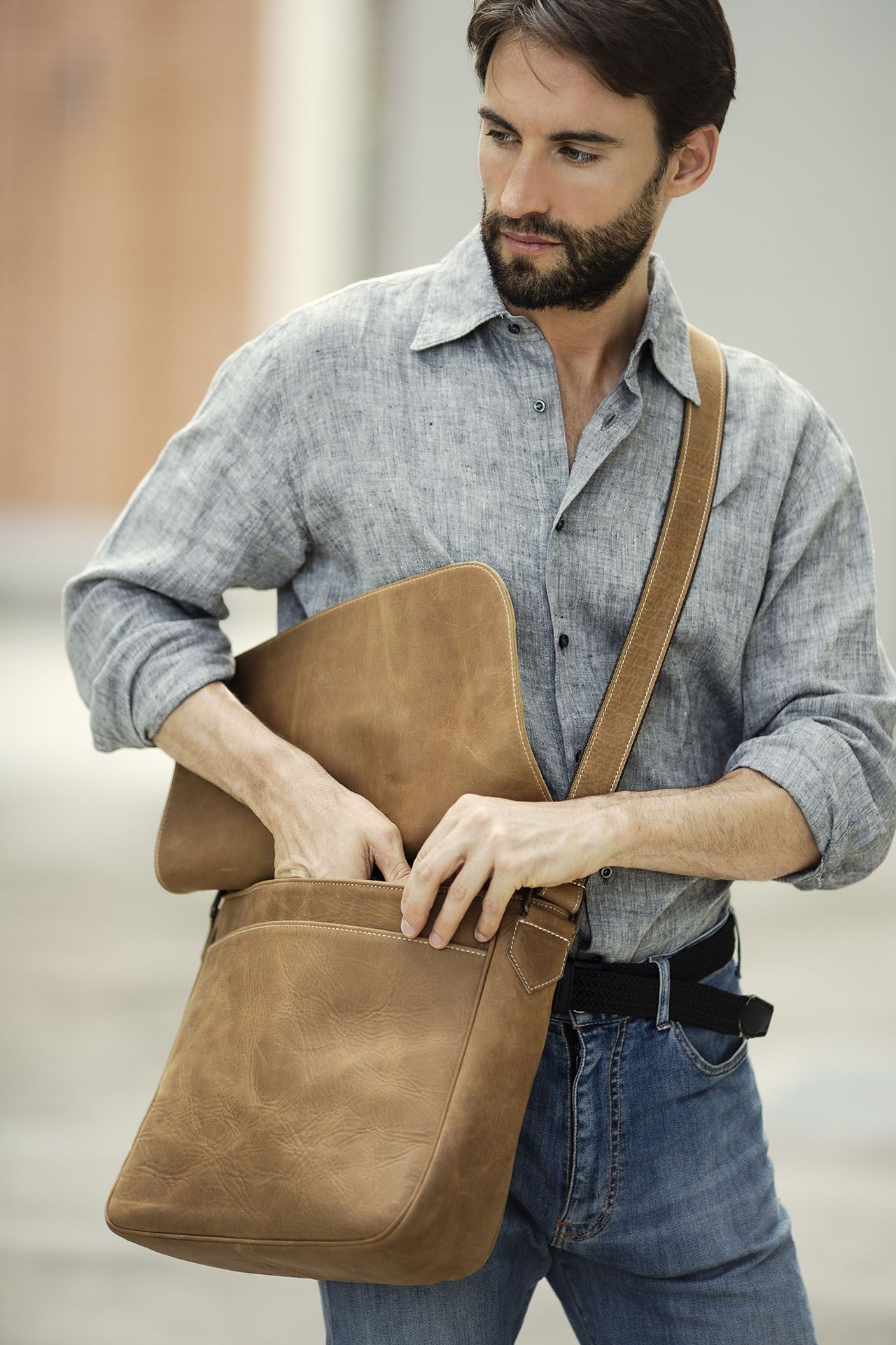 Hand Crafted Italian Leather Messenger Bag by MKN Italy, LLC