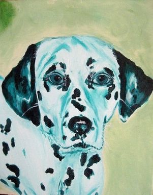 Custom Made Green Dalmatian Face Oil Painting