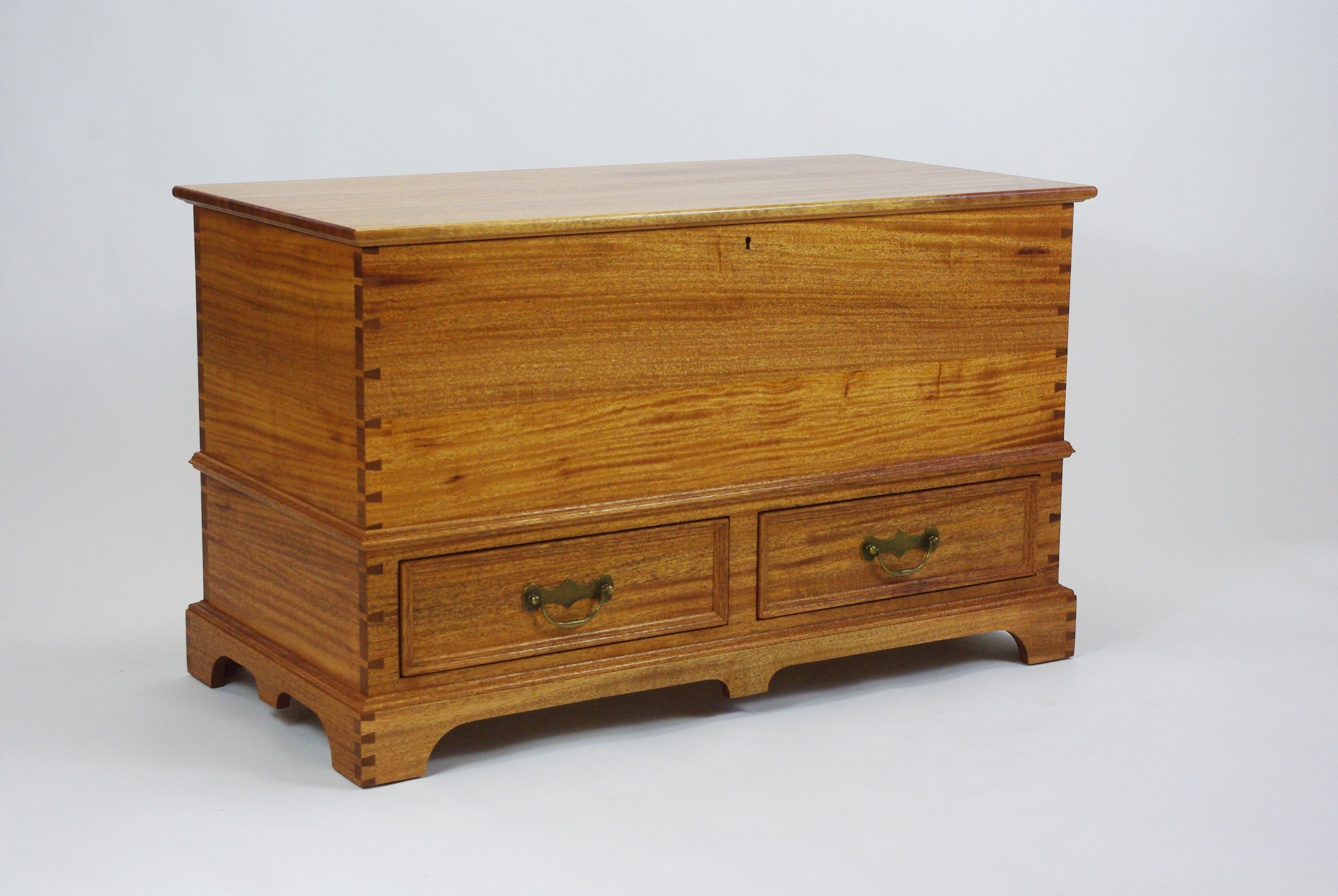 Hand Made African Ribbon Mahogany Blanket Chest by Rugged Cross Fine