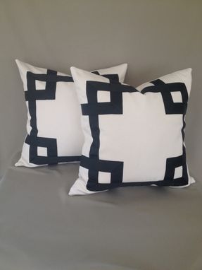 Custom Made Black And White Ribbon Embellishment Pillow Cover